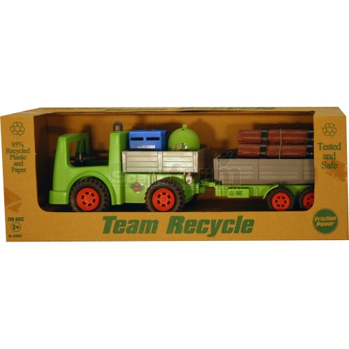 Recycled Team Truck with Recycling Bins and Timber Trailer