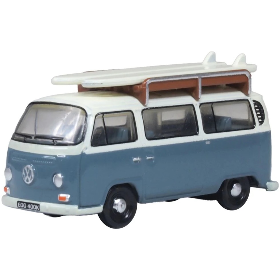 VW T2 Bus with Surfboards - Fjord Blue / Arcona White