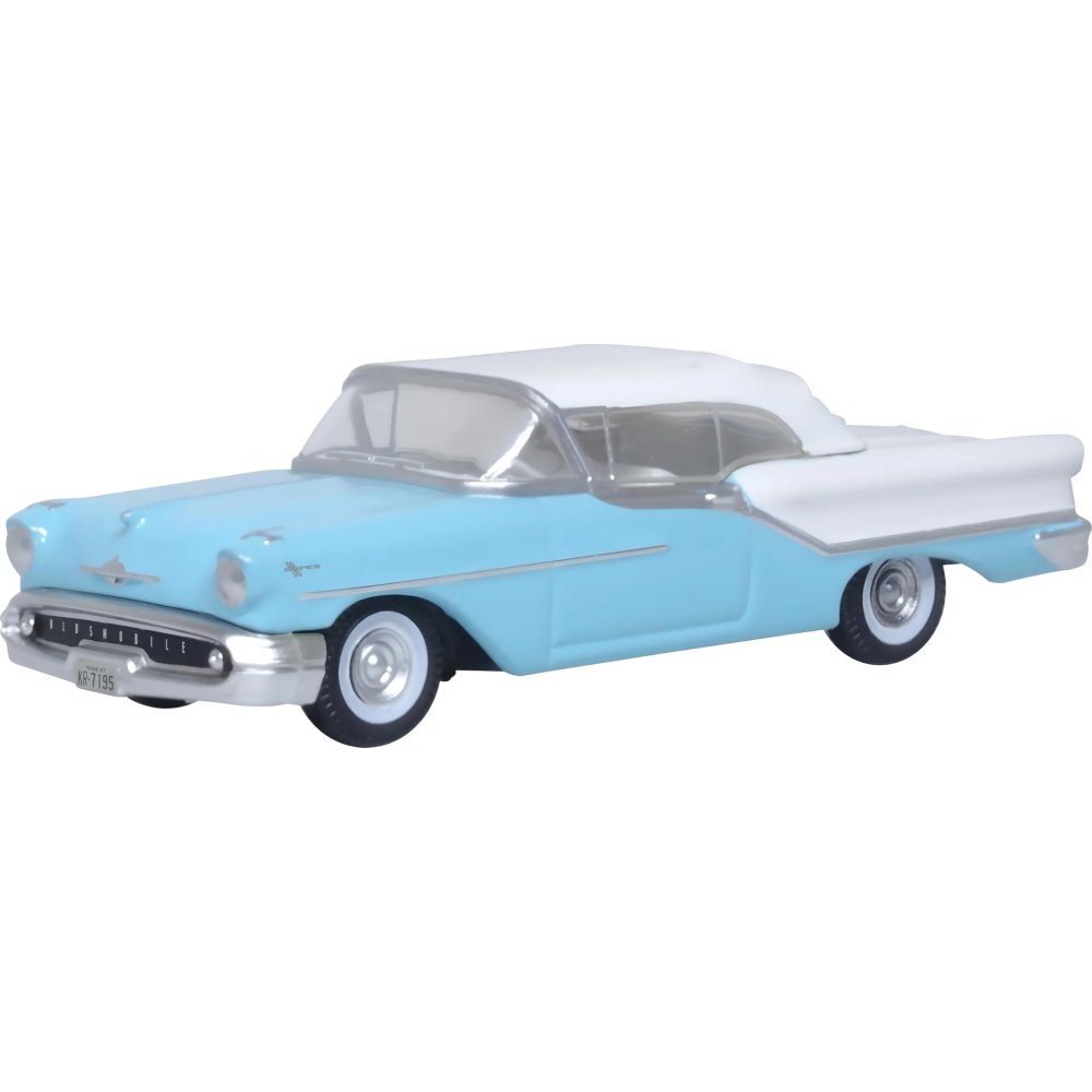 Oldsmobile 88 Convertible 1957 Roof Up - Banff Blue/Alcan White