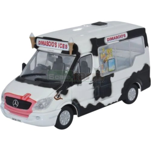 Mercedes Whitby Mondial Ice Cream Van - Cow Pattern (Oxford WM004)