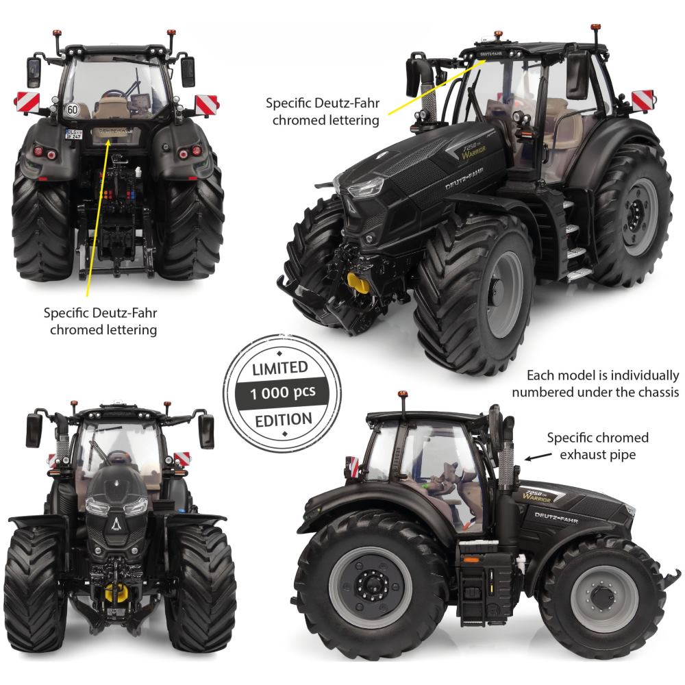 Deutz-Fahr 7250 TTV Warrior Tractor Limited Edition Matt Black - Image 2
