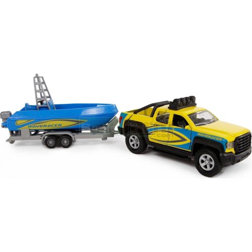 Pickup with Boat and Trailer