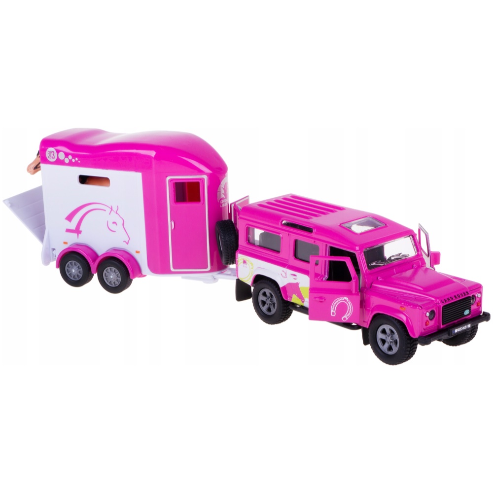 Land Rover Defender with Cheval Liberte Horse Trailer and 2 Horses (Pink)