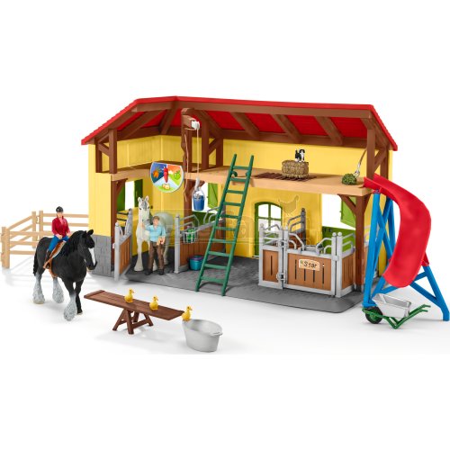 Horse Stable with Figures and Accessories
