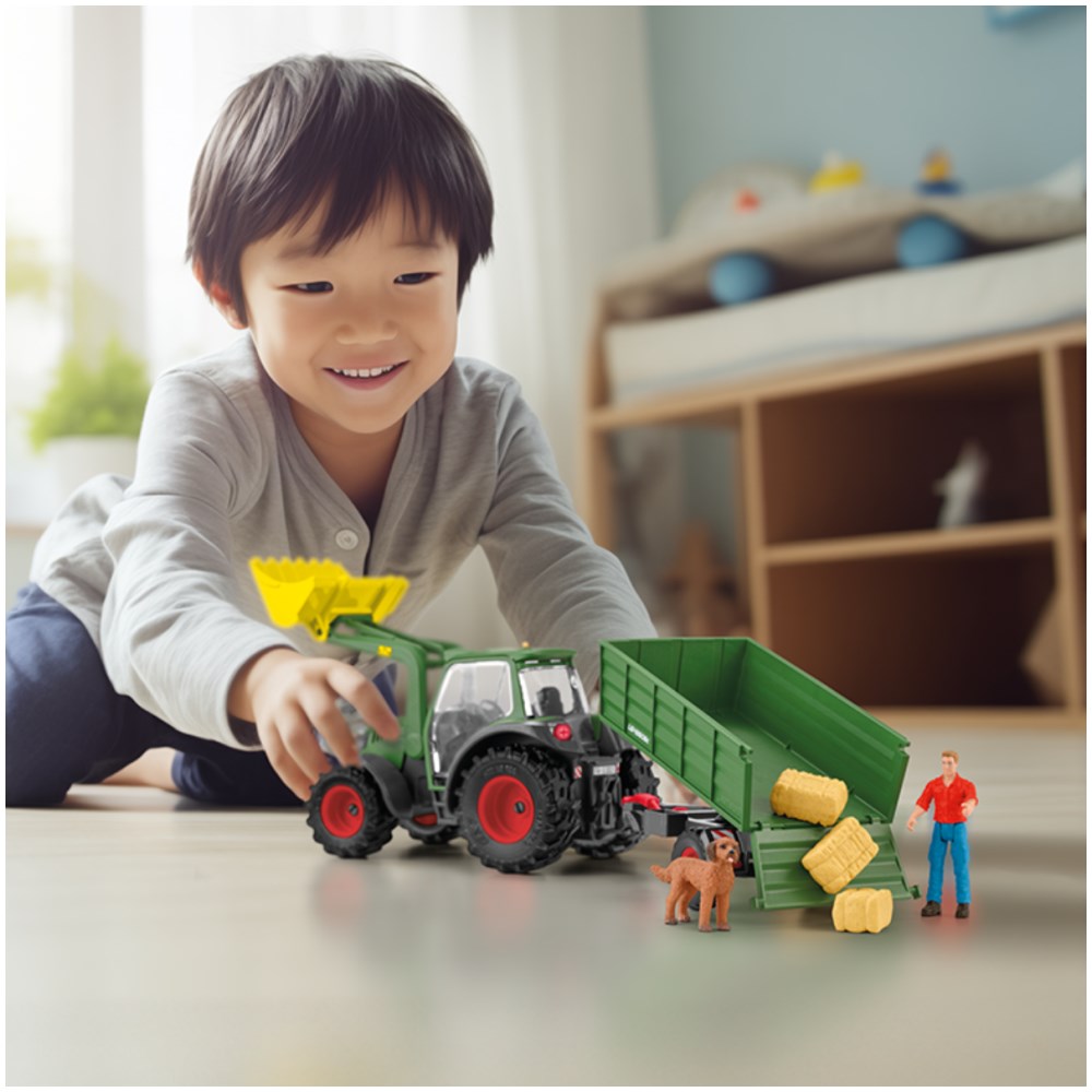 Tractor with Frontloader, Trailer, Figure and Dog - Image 1