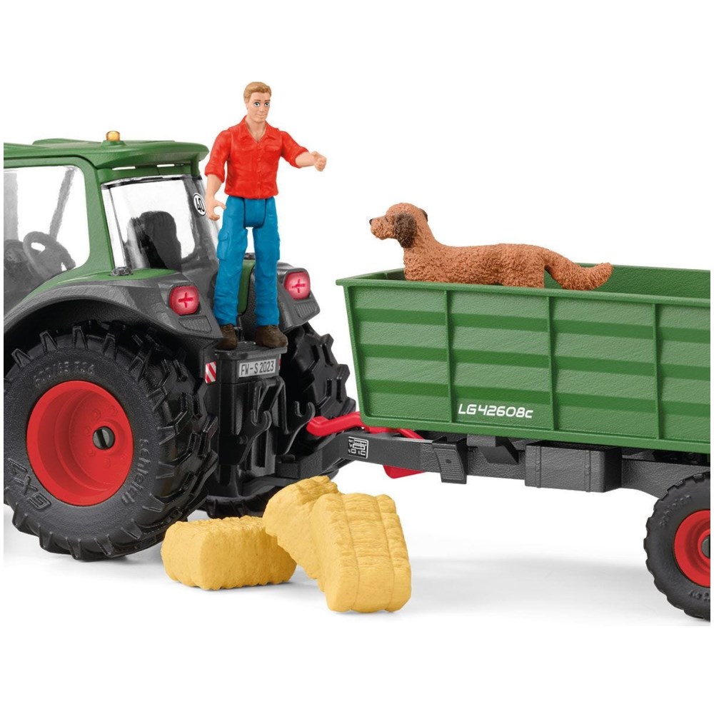 Tractor with Frontloader, Trailer, Figure and Dog - Image 2