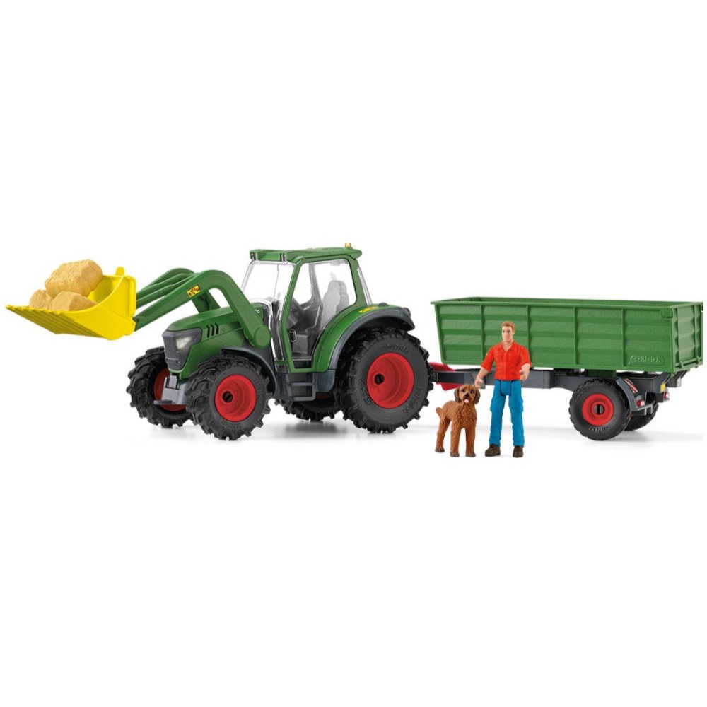 Tractor with Frontloader, Trailer, Figure and Dog