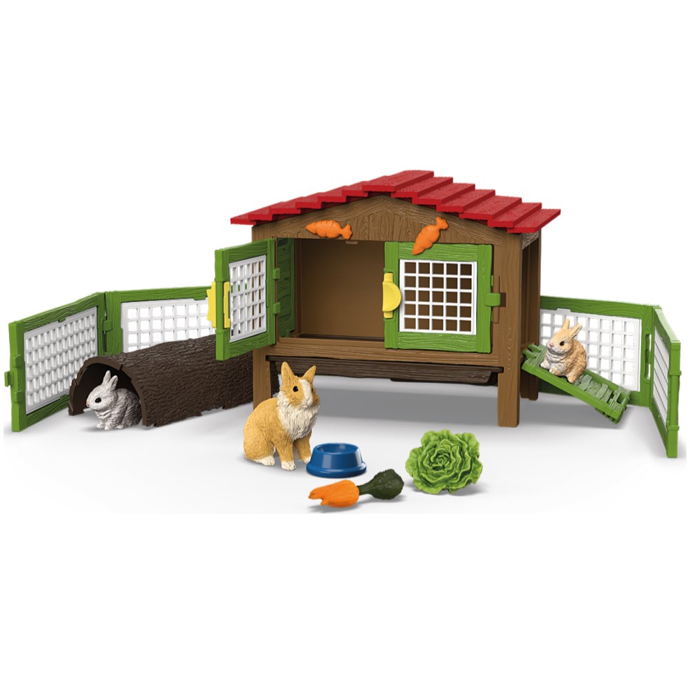 Rabbit Hutch with 3 Rabbits