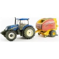 New Holland T6.180 Tractor with New Holland Roll-Belt 560 Baler (Dirty)