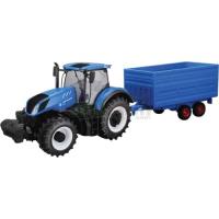 Preview New Holland T7.315 Tractor and Hay Trailer with 3 Hay Bales