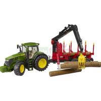 Preview John Deere 7R 350 Tractor with Forestry Trailer and Logs