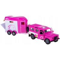 Preview Land Rover Defender with Cheval Liberte Horse Trailer and 2 Horses (Pink)